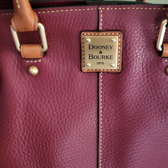 Donney & Bourke Chelsea Shopper Bag Cranberry And Tan Pebble Leather Like New - Picture 3 of 8